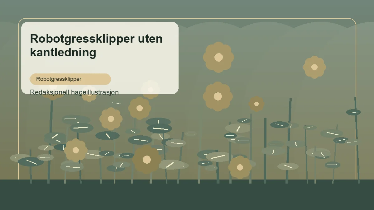 Mähroboter ohne Begrenzungskabel als redaktionelle Gartenillustration in einem deutschen Gartenumfeld